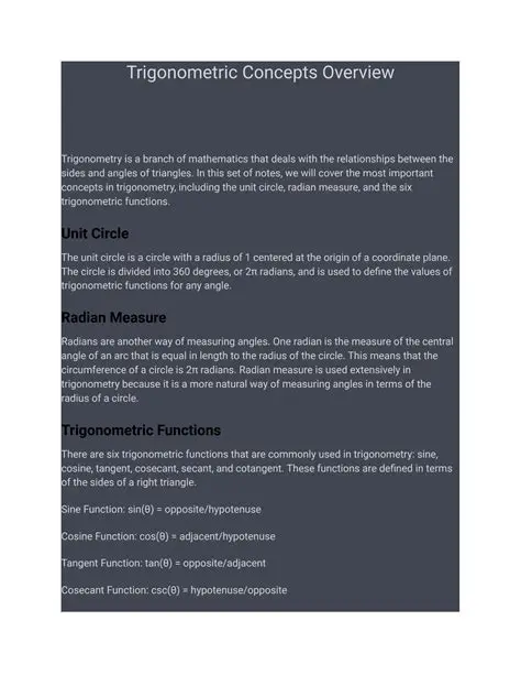 Recalling Trigonometric Concepts