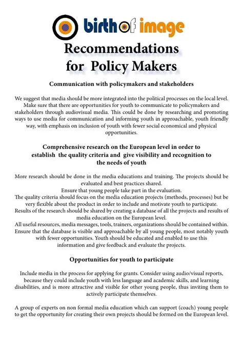 Recommendations for Policymakers