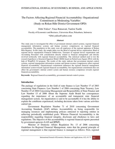 Regional Financial Accountability