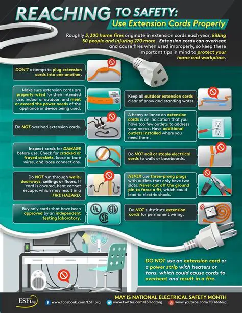 Regularly inspecting cords and connections
