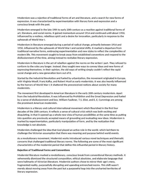 Rejection of traditional forms