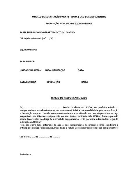 Requerimento de equipamentos especializados