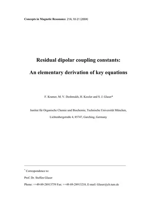Residual Dipolar Coupling Constants