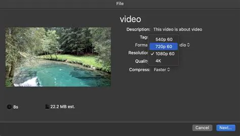 Resolution and Compression Options