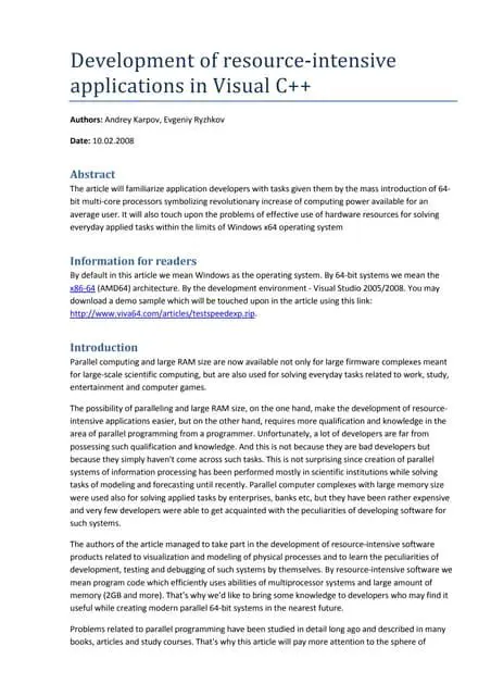 Resource Intensive Applications