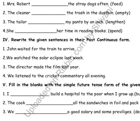 Rewrite the Following Sentences in the Simple Tense and Future