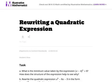 Rewriting the Quadratic Expression