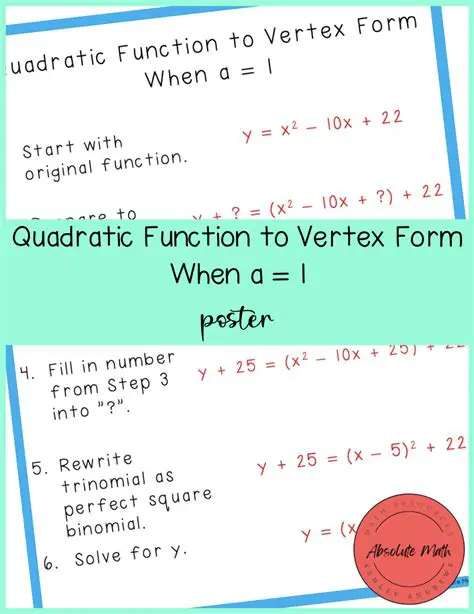 Rewriting the Quadratic Function in Vertex Form