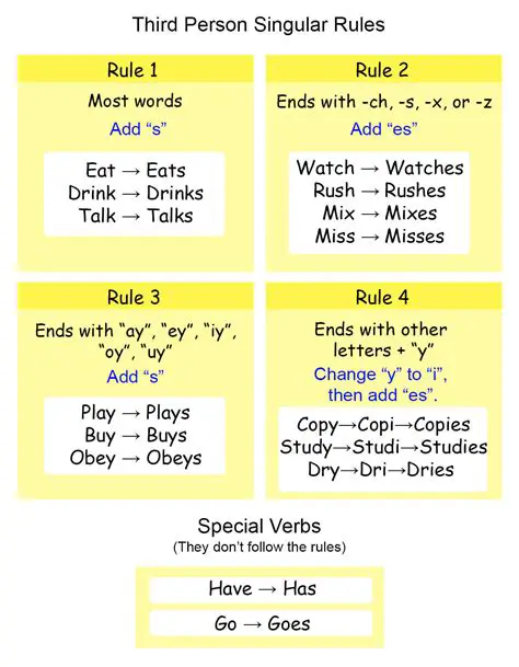Rules for Forming the Third Person Singular