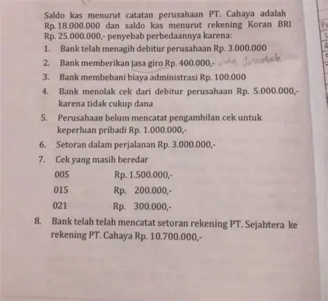 Saldo Kas Menurut Catatan Perusahaan