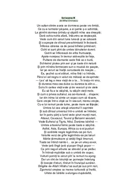 Scrisoarea III de Mihai Eminescu
