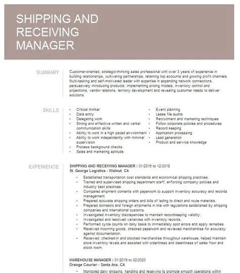 Shipping and Receiving Manager