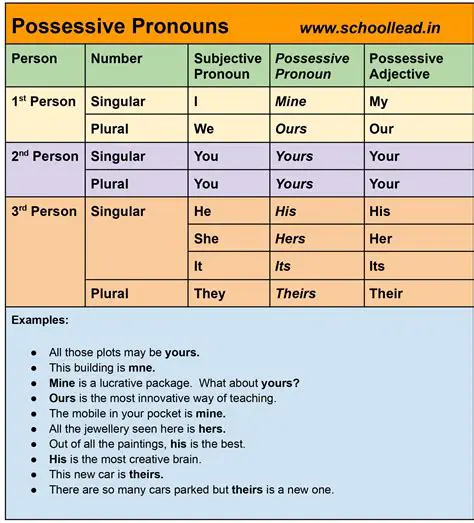 Singular Possessive Case Personal Pronouns