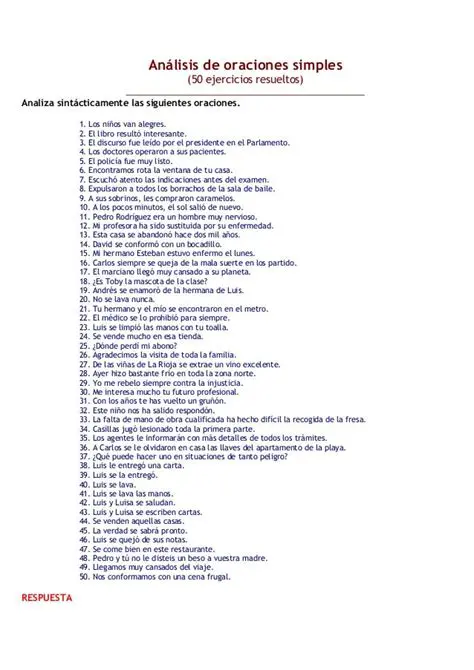 Sintaxis de oraciones simples