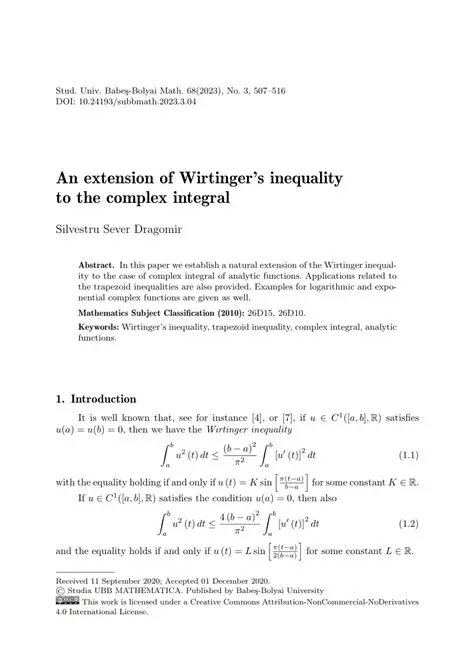 Statement of the Wirtinger Inequality
