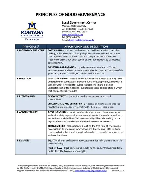 Strengthen the application of good governance principles