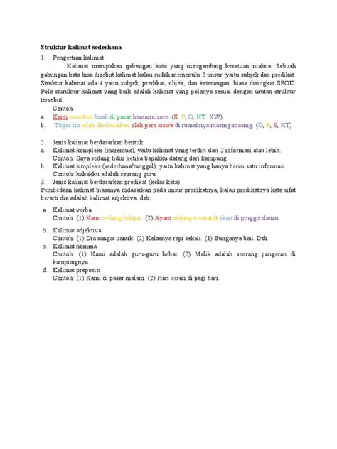 Struktur kalimat sederhana