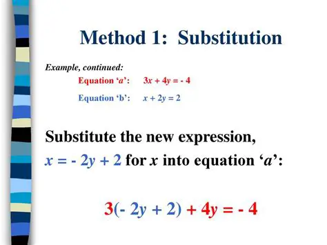 Substitute the expression for y into the other equation