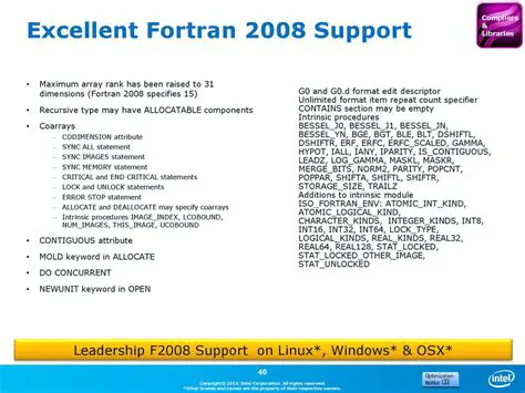 Support for Fortran 2008 and later