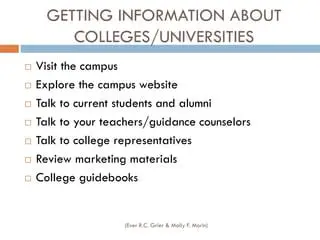 Talk to current students and alumni