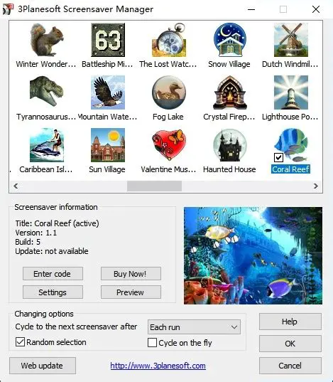 The 3Planesoft Screensavers Manager