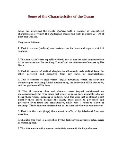 The Characteristics of the Quran