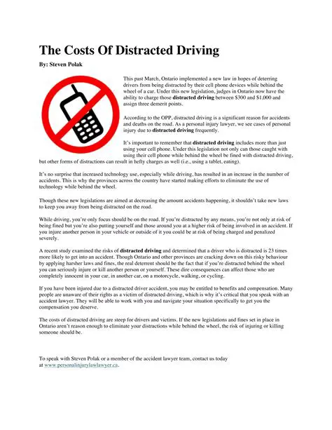 The Economic Costs of Distracted Driving