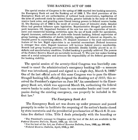 The Emergency Banking Act of 1933