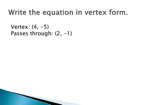The Equation in Vertex Form