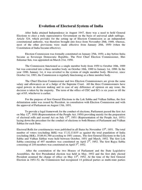 The Evolution of the Electoral System