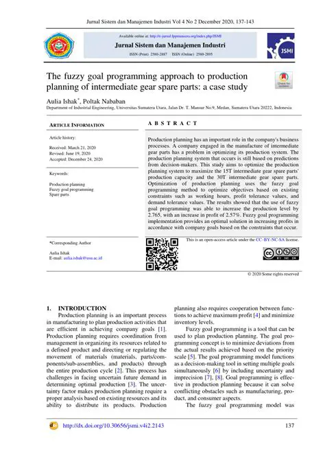 The Fuzzy Goal Programming Method