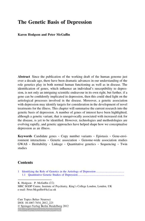 The Genetic Basis of Depression