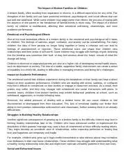 The Impact of a Broken Family on Children