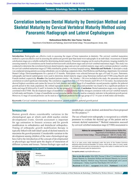 The Importance of Cervical Vertebral Maturity in Orthodontic Care
