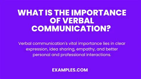 The Importance of Verbal Communication