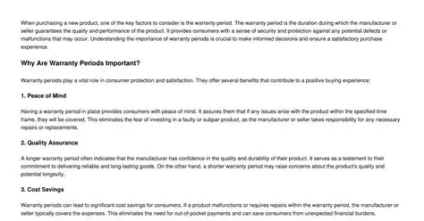 The Importance of Warranty Periods