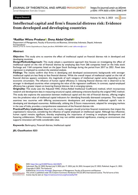 The Influence of Intellectual Capital on Financial Distress in Banking Companies in Indonesia