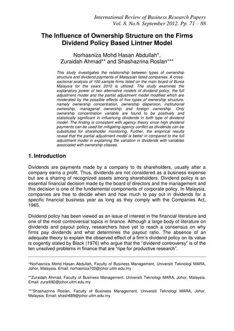 The Influence of Ownership Structure on Dividend Policies in Companies Listed on LQ45