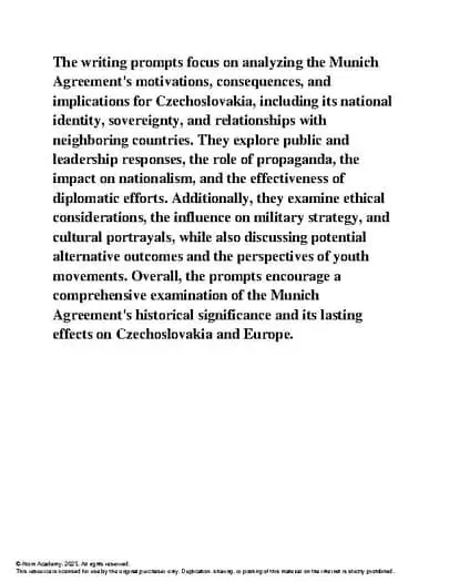 The Munich Agreement and Its Consequences