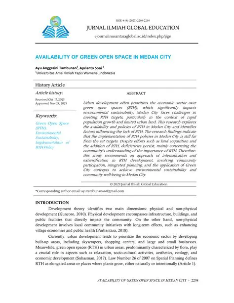 The Need for Green Open Space in Medan City