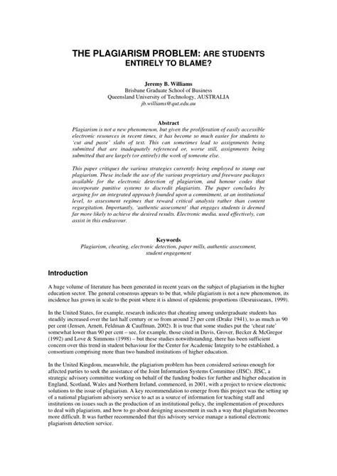 The Plagiarism Problem in Academic Contexts