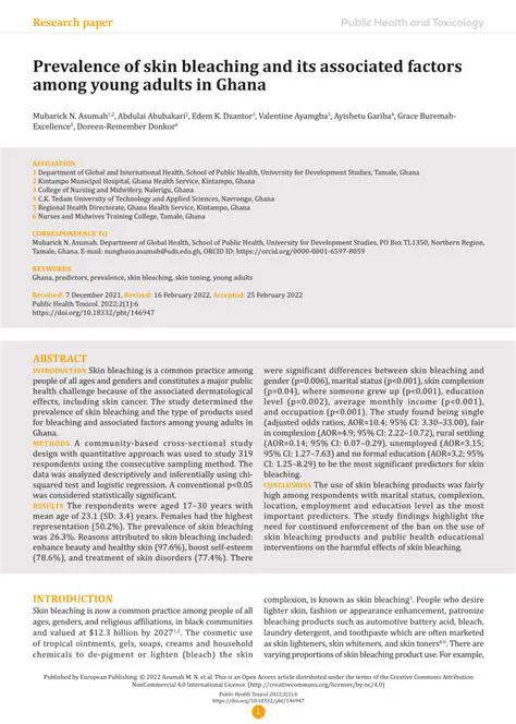 The Prevalence of Skin Bleaching