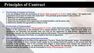 The Principle of Consensualism and Freedom of Contracting in Cooperation Agreements