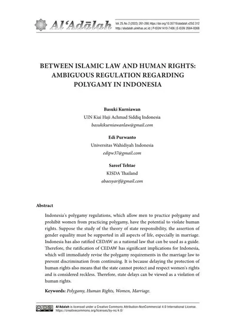 The Regulation of Polygamy in Islamic Fiqh and Indonesian Law