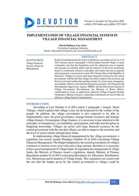 The Role and Responsibility of the Village Head in Village Financial Management