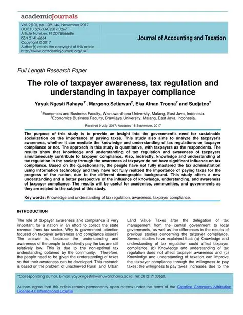The Role of Taxpayer Awareness