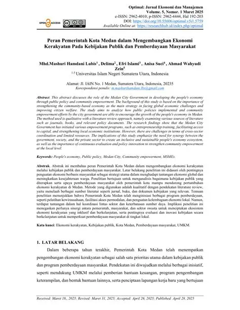 The Role of the Medan City Government