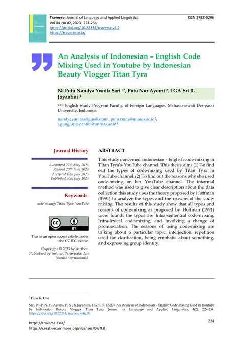 The Significance of Code Mixing in Indonesian Society