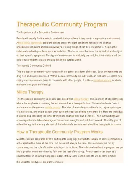 Therapeutic Community Program