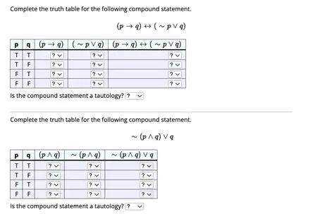 Truth Table for the Compound Statement
